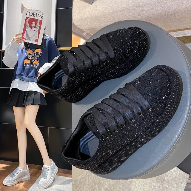 Fashion Design Full Diamond Chunky Sneakers Womens Rhinestone Causal Shoes for Ladies