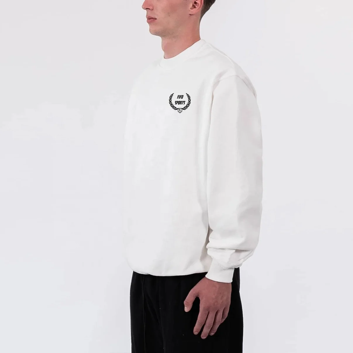 thick white sweatshirt