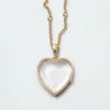 Caja en forma de corazón con collar de diamantes redondos-caja vacía de oro