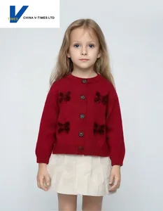 China-V-Times 2026 Girls' Casual Cardigan New Autumn Spring Children's Sweater Jacket Stylish Knitted Baby Clothing