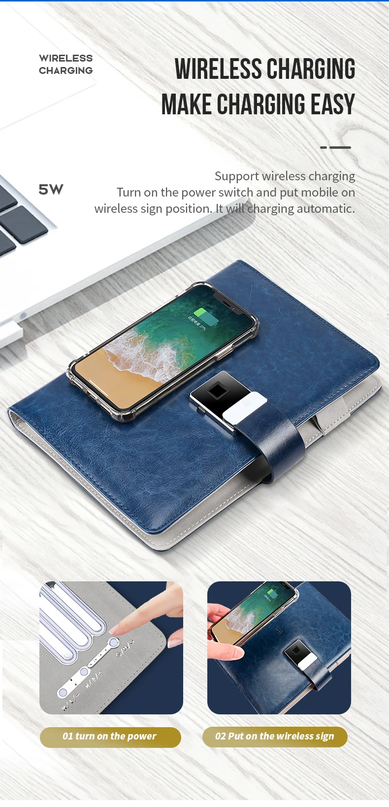 2024 Diaries Smart Power Bank Notebook With Wireless Charger Charging ...