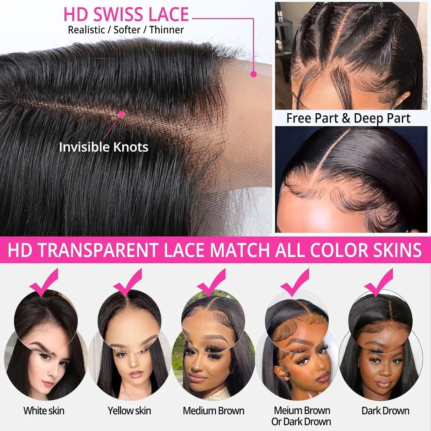 Pelucas frontales de encaje con ondas corporales de densidad 150%, cabello humano brasileño prearrancado para mujeres_voghion.com
