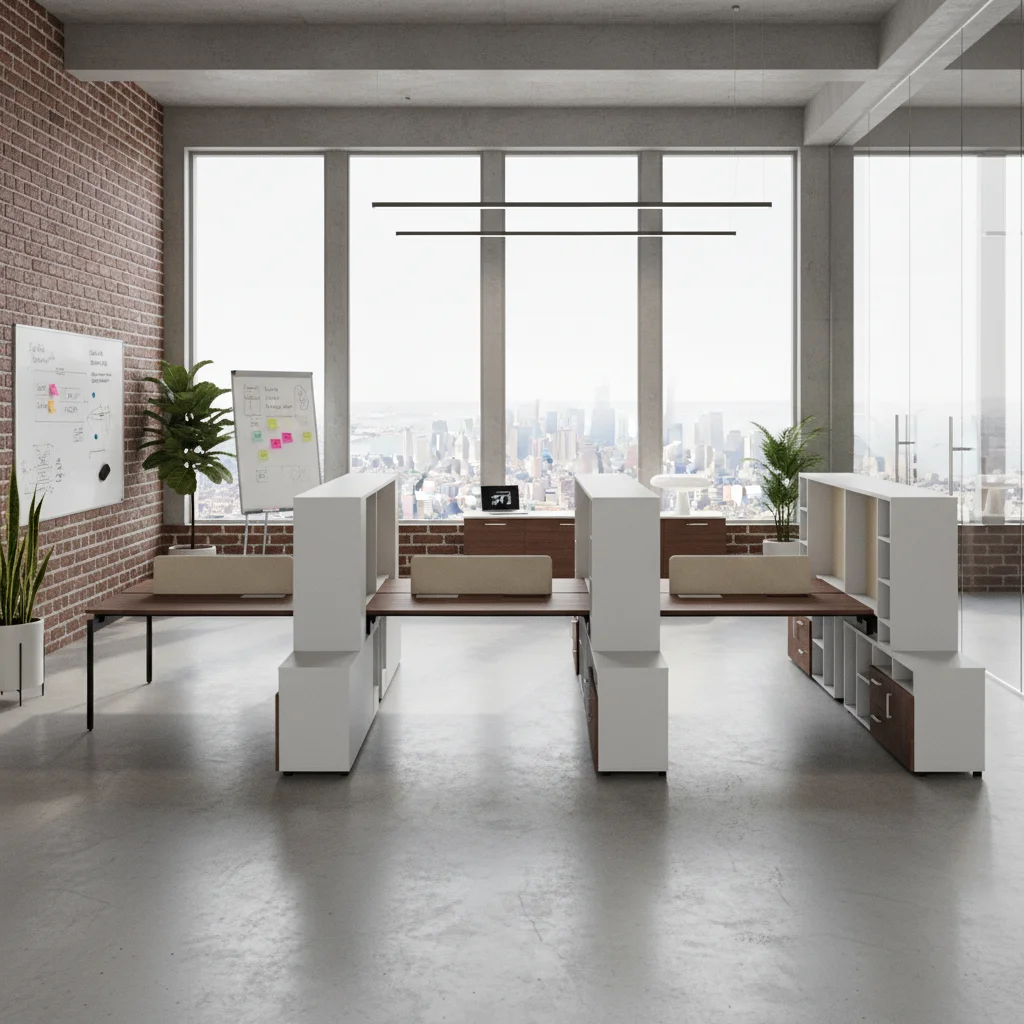 Advanced Team Desk Wooden Frame Multi-level Storage Professional Workspace Modern Ergonomic Features Open Office Standing Desks 3