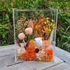 Borsa a fiori arancioni + cornice per foto in acrilico (invia colla di fango di fiori Li