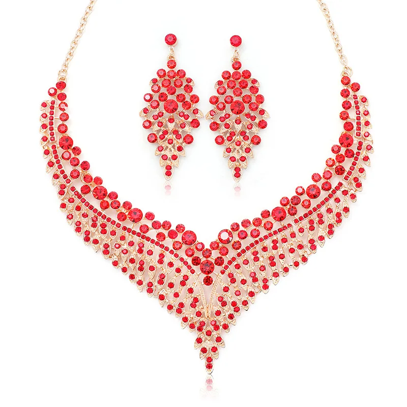 KIKI Luxury Rhinestone Necklace and Earrings Set for Women