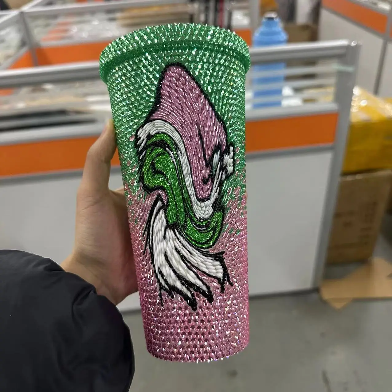 Блестящий дизайн, Шлепанец со стразами и стразами, Милая блестящая прямая чашка с узором в виде коровы, бутылка для воды с крышкой и соломинкой