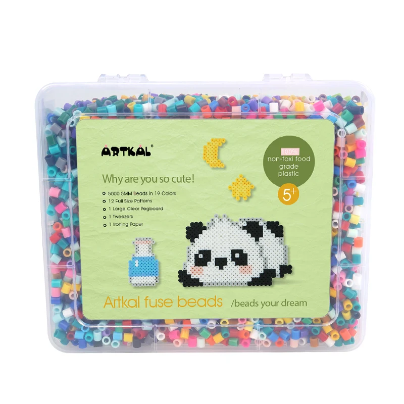 Artkal Panda Fuse Beads Kit - 5MM Midi 5000 Iron Melt Beads for Kids Crafts  with Animal Patterns Accessories ST1006 : : Toys