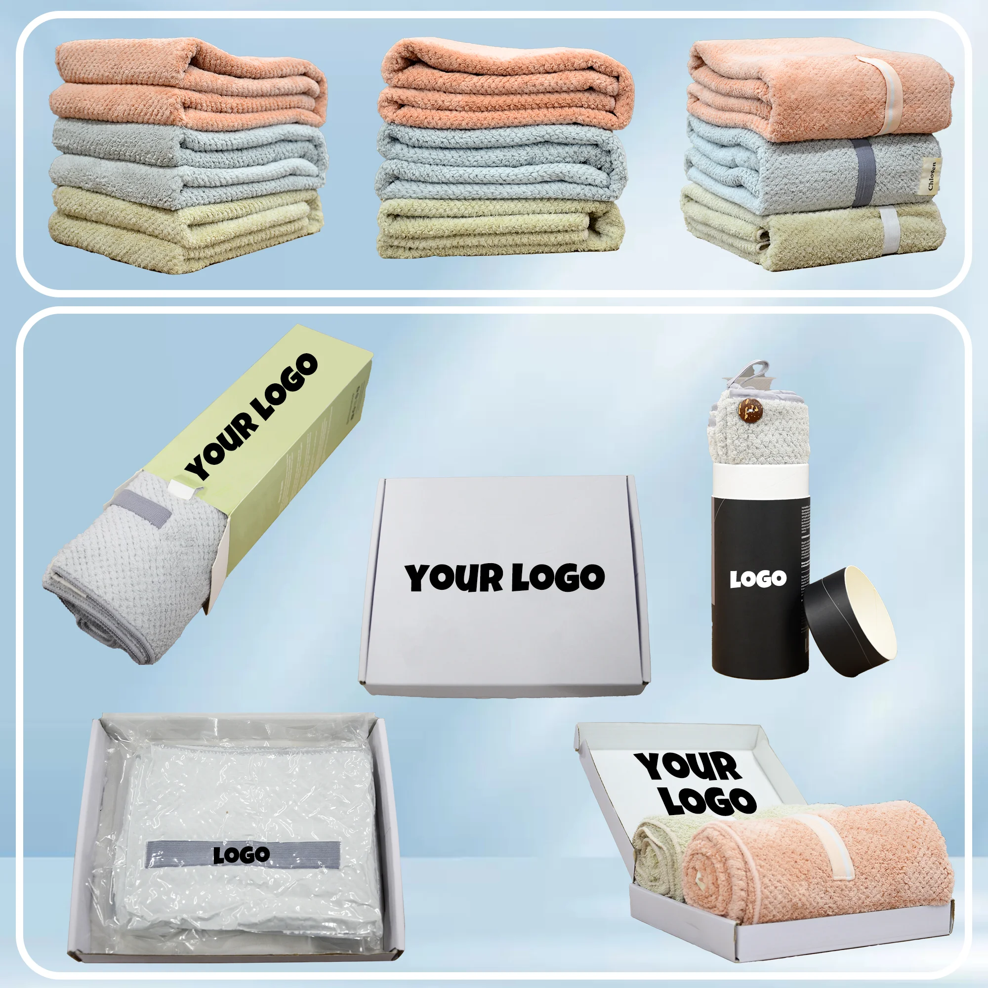 CHENGHE, большое полотенце для волос из микрофибры для женщин, удобное полотенце для сушки волос с эластичной лентой, полотенце с пользовательским логотипом