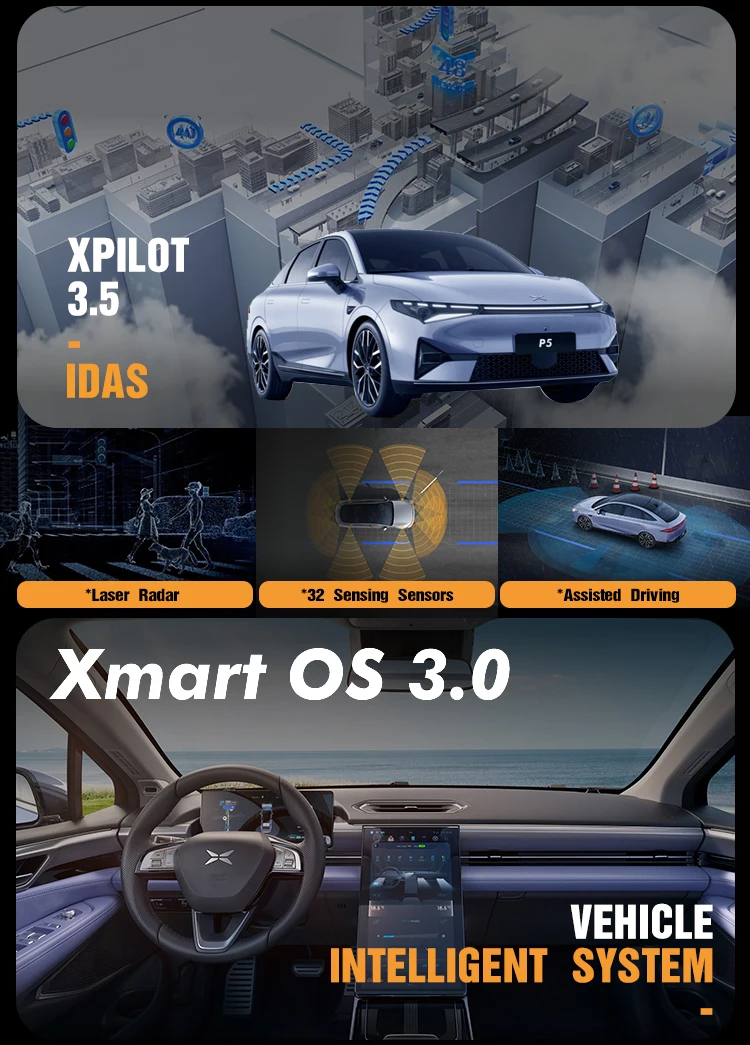 2023 New Five Xpeng P5 Black Electric Car Chang Li Personal Electric