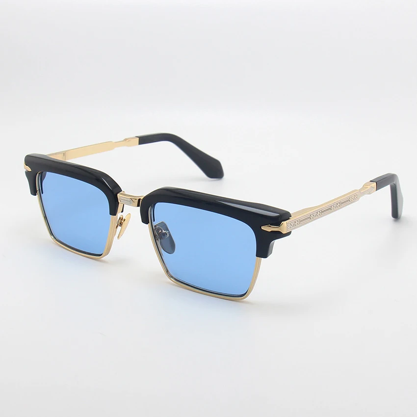 Luxury Half Frame Sunglasses Vintage UV400 Metal Acetate  display picture 3