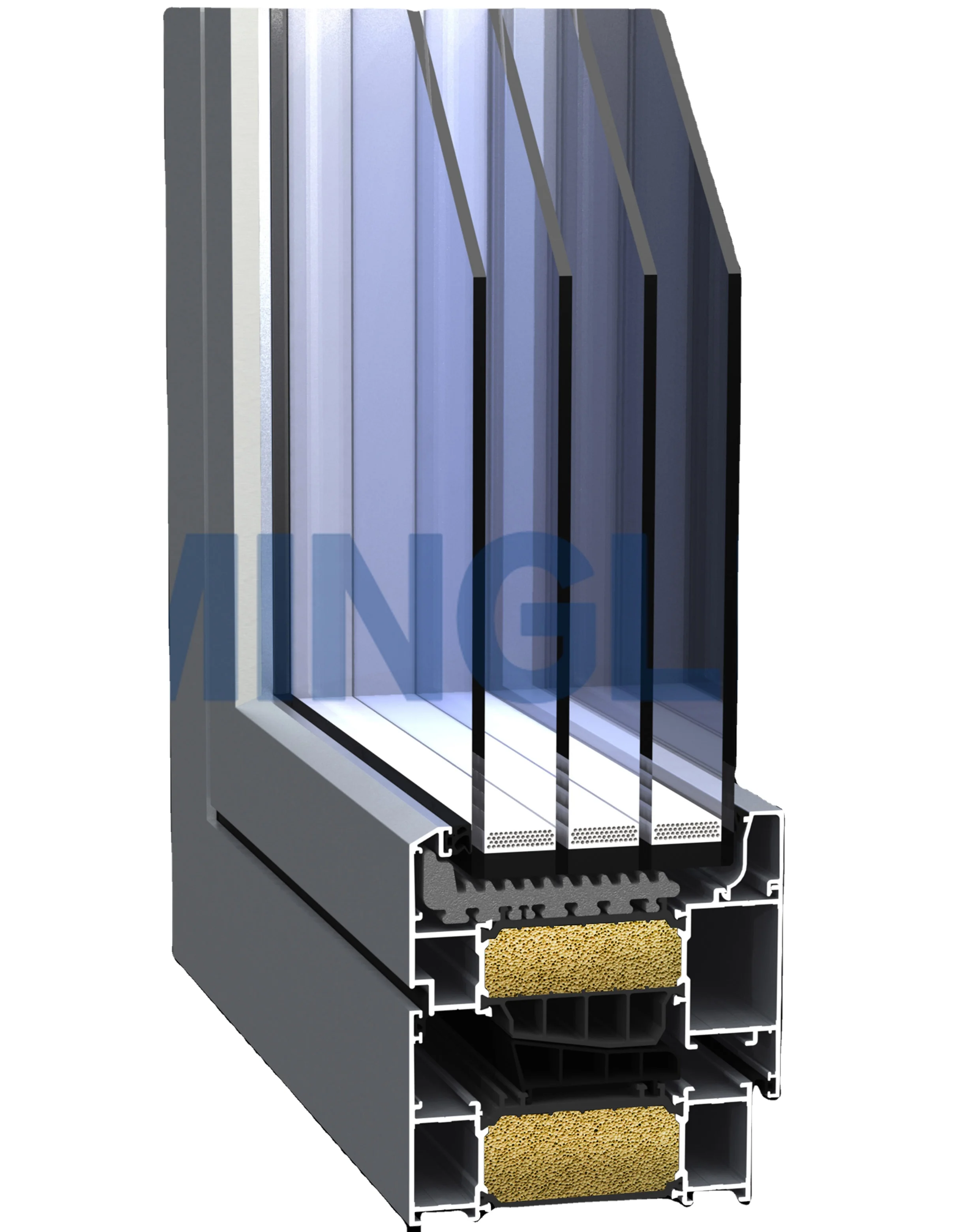 Minglei Passive House Tilt&Turn Windows Triple Pane French Aluminum Tilt&Turn Window With Mosquito Net