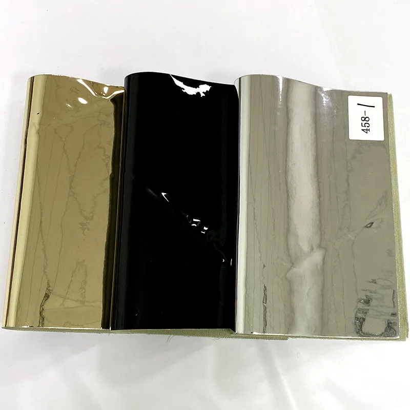 TPU Surface Solid Color Metallic Mirror Effect Faux Leather Sheets Artificial Reflective Fabric for Bag Decorative Leatherette