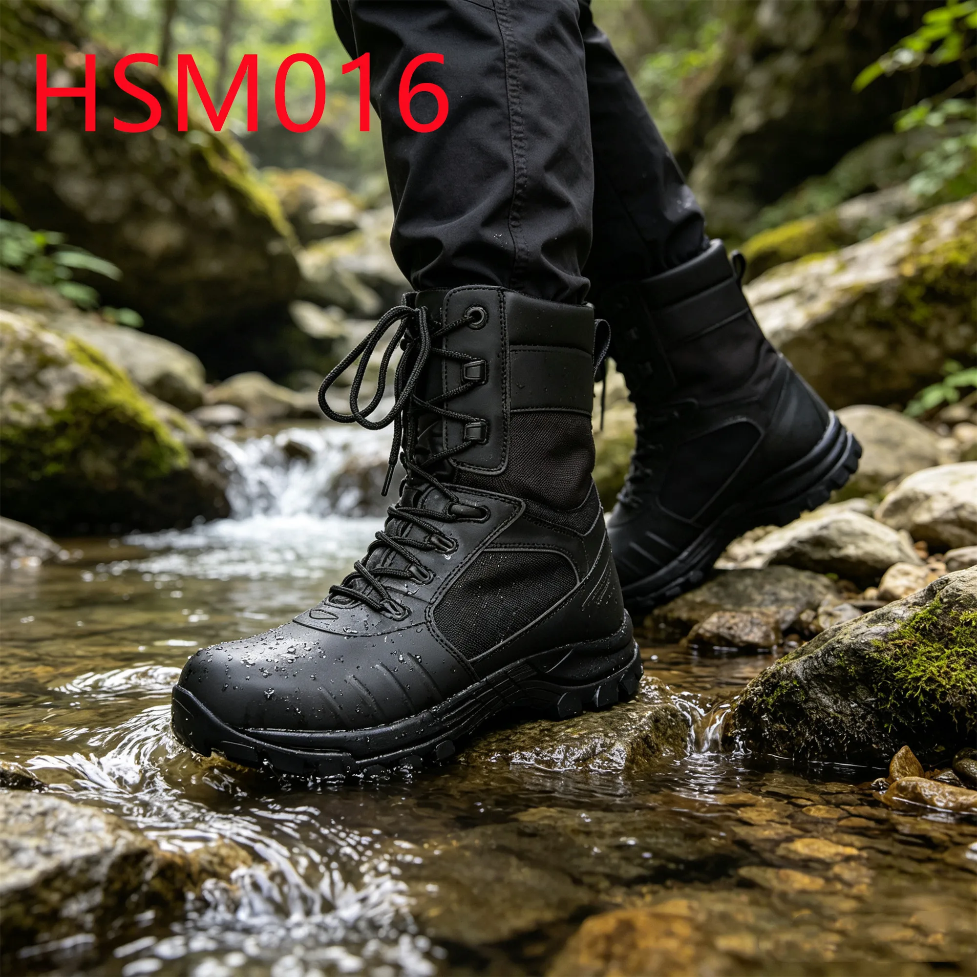 HY,Operational Level Heel Support System Hua Singh Combat Boots Anti-puncture Sole Men Leather Boots with Waterproof Sock HSM016