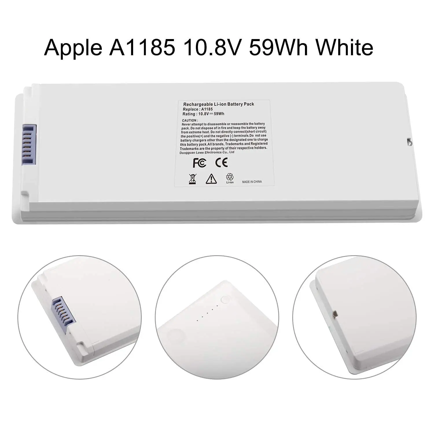 新しい 10.8V 59Wh A1185 A1181 ノートパソコンのバッテリー Apple 