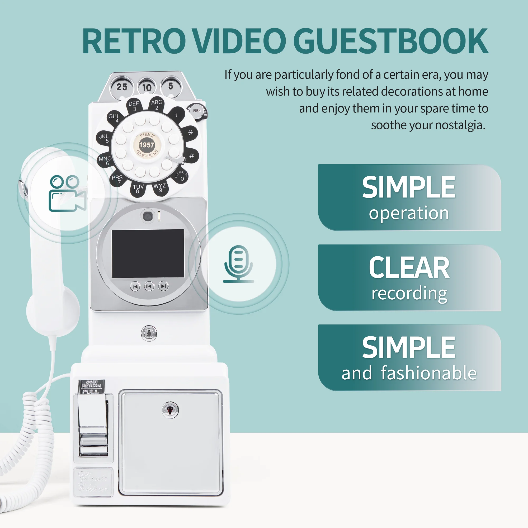 Video Guest Book \u0026 Audio Guestbook for Weddings - 1080p HD Picture Quality  Retro Telephone Decoration, image size:2000x2000