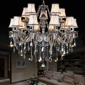 European Style Silver Gray Pendant Light House 3 Layered Candle Light Crystal Arm Parts Chandelier