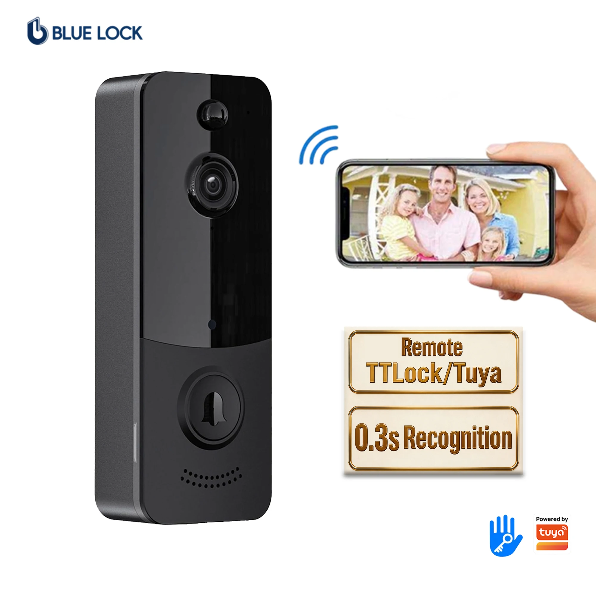 Bluelock TTLock APP Access Control System Smart Video Doorbell with Two-Way Audio Intercom Modern Gateway Easy Installation