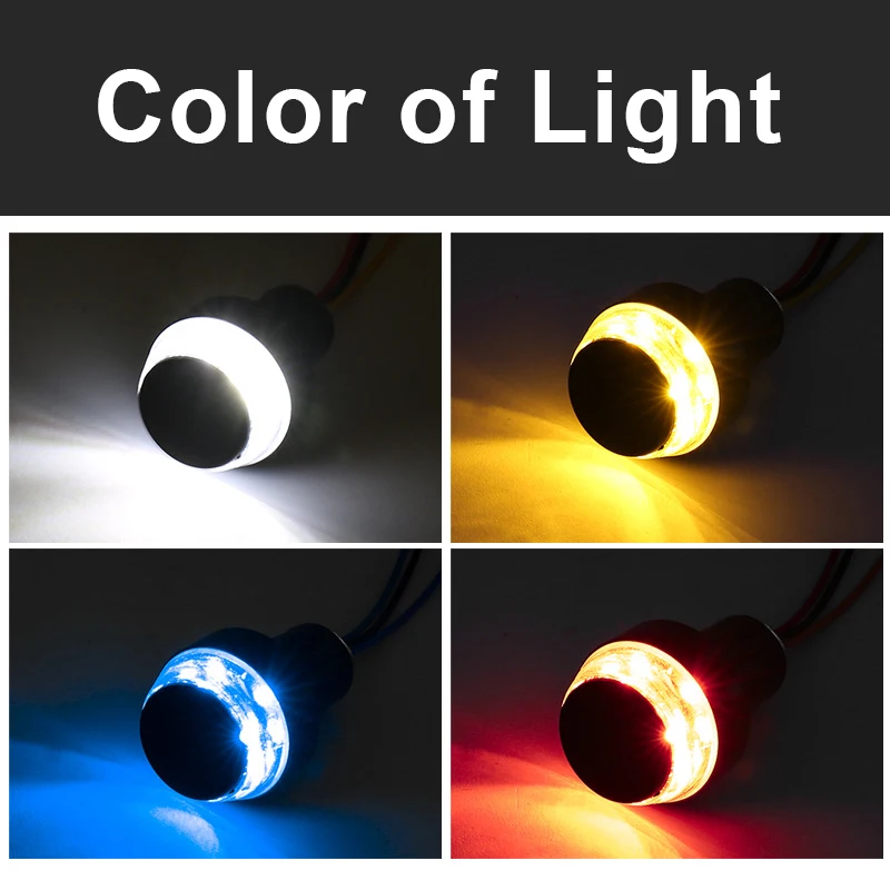 Turn Signals Motorcycle LED Handle Bar End Blinker for 22mm Handlebar Amber Grip Plug Signal Light 12V Flashing Handle Bar