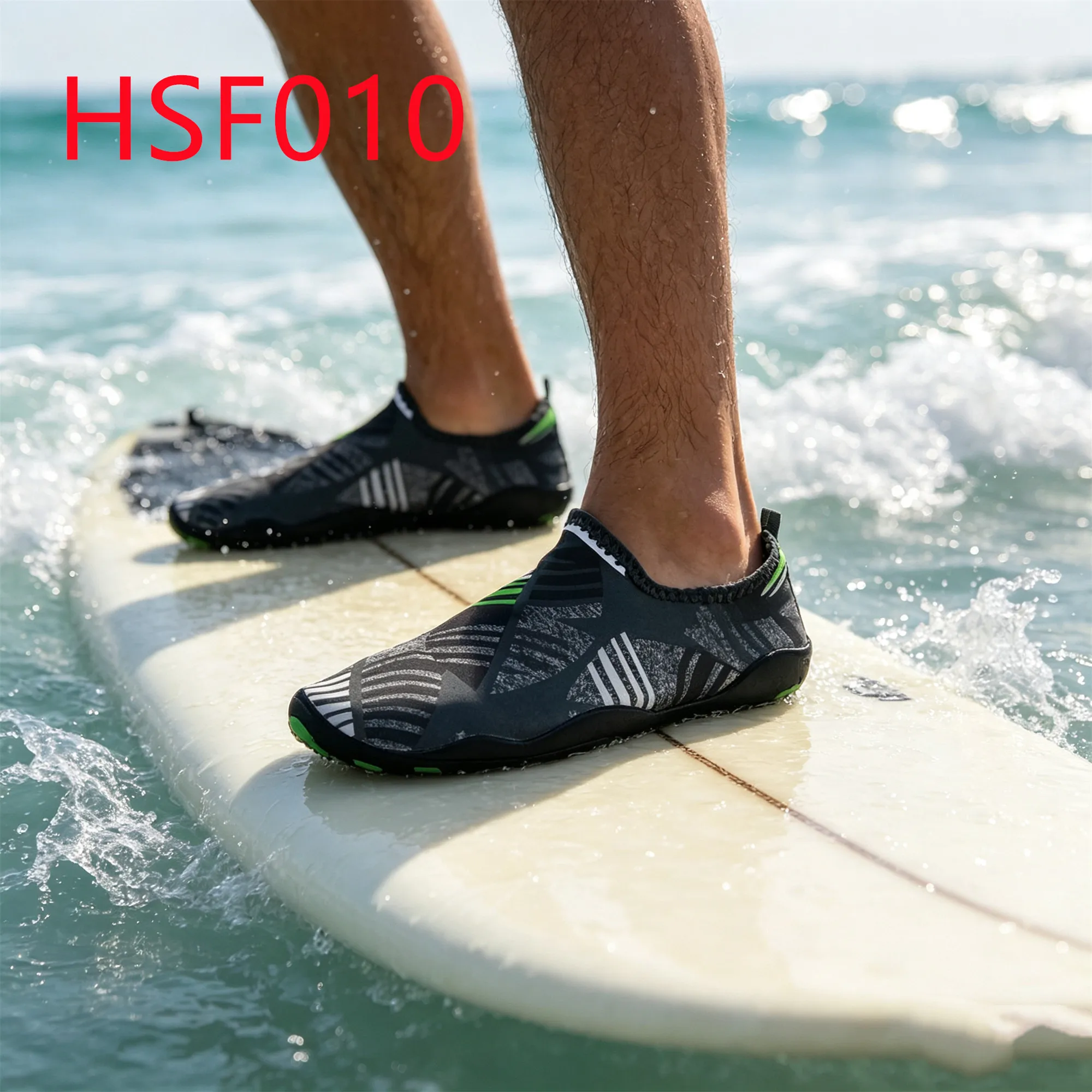 HY、ウォータースポーツ向け速乾性ファブリック製フィット感抜群のファー・シン水泳シューズ（工場直送品）。滑り止めラバーソール付きアクアフットウェア HSF010