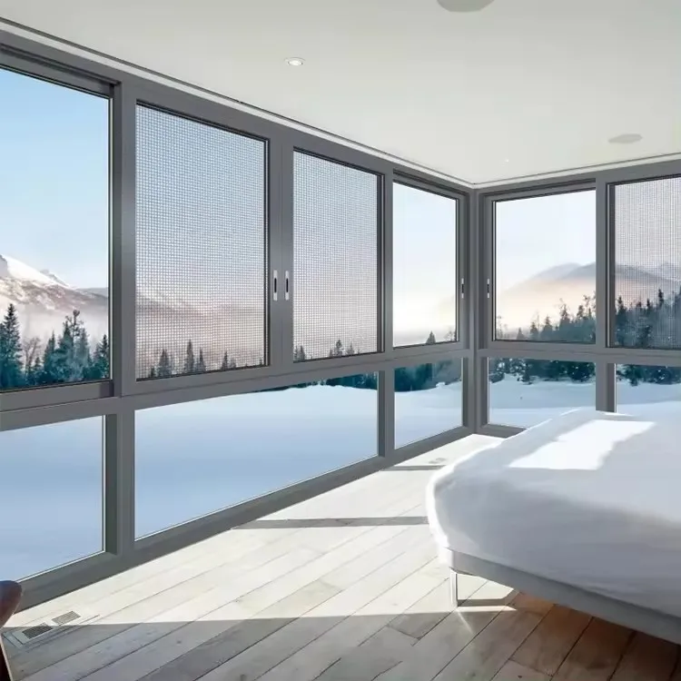 Durability Three Panel Sliding Window Weather Resistant Thermal Break Glass Soundproof House Doors and Aluminium Sliding windows