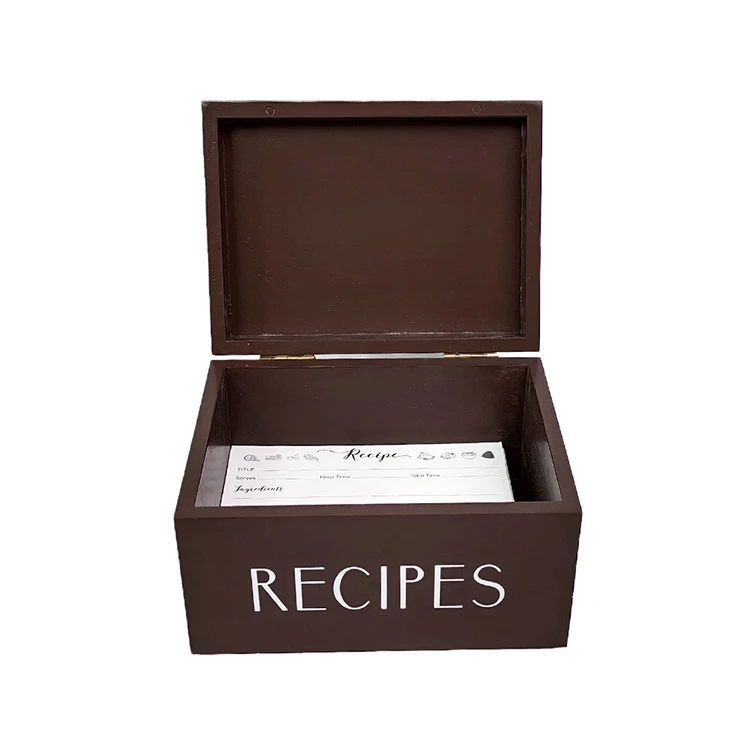 Custom Wood Recipe Box Retro Style Recipe File Box With Cards And Split