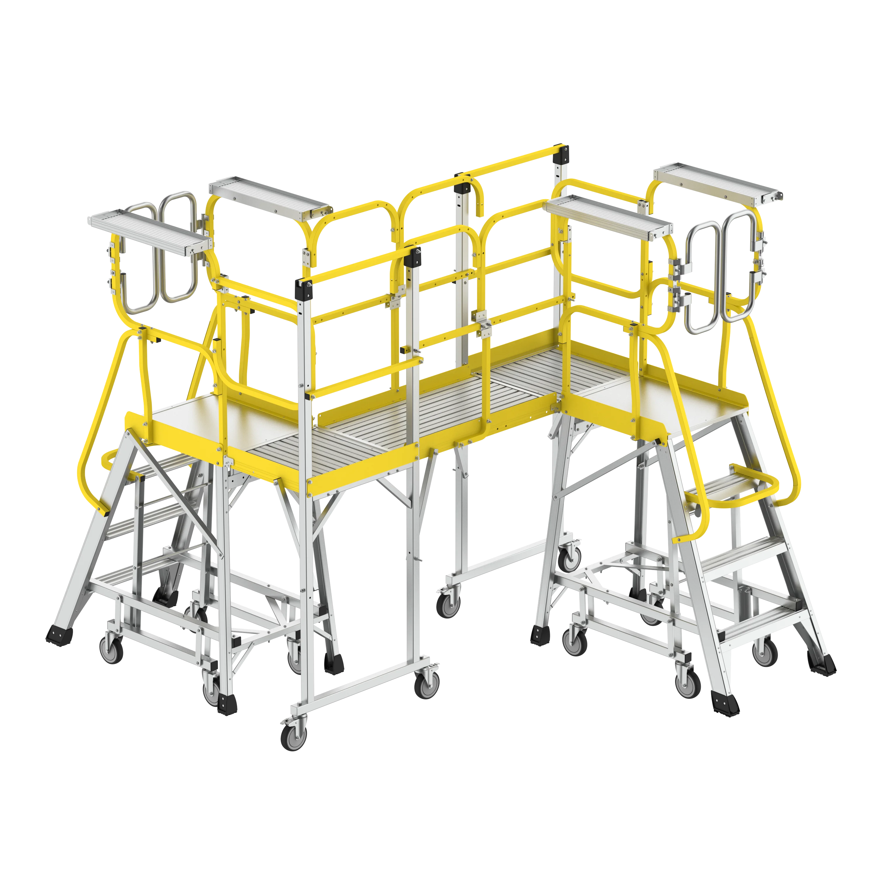 Customized Madular Aluminum Assembly Handrail Work Platform Stairs Aluminum Movable Step Work Platform Insulation Ladders