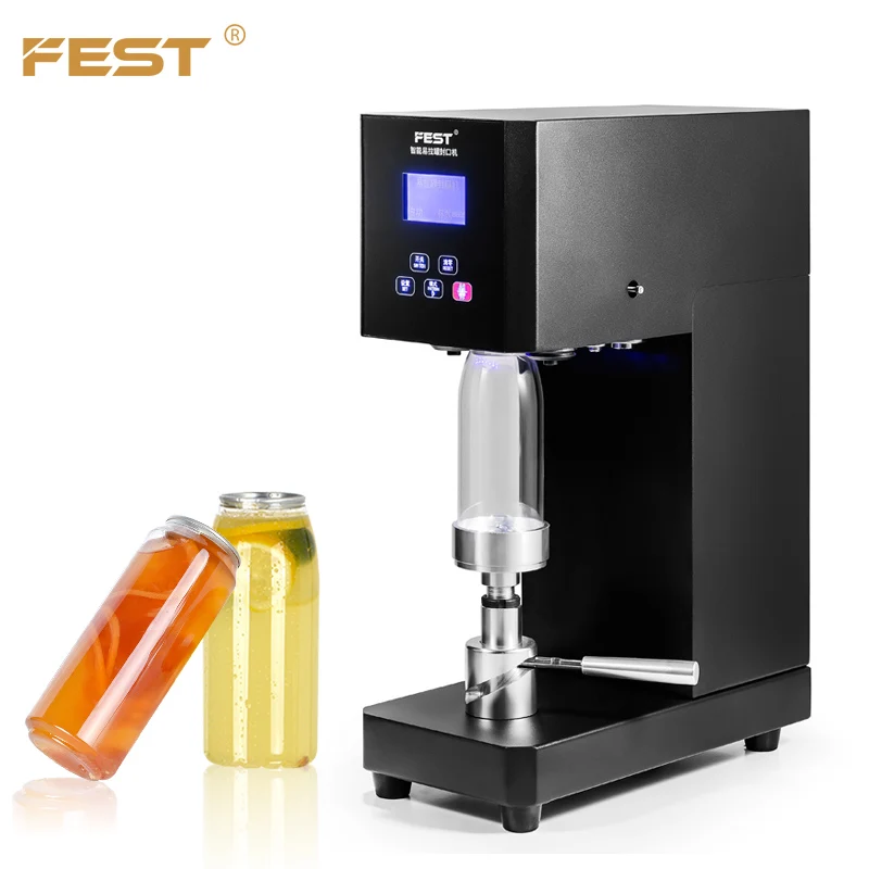 FEST Commercial Manual Sealing Machine Can Sealer Machine Plastic Beverage Food Packaging Electric Aluminum 52mm High Efficiency