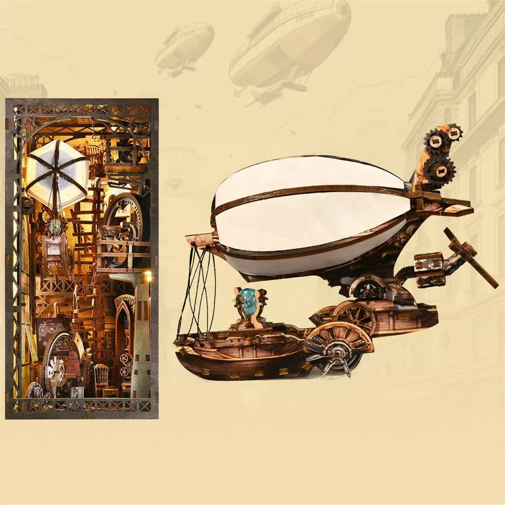 product 3d wooden puzzle mechanic book nook   diy toys for adults creative bookshelf insert with moving parts538-8