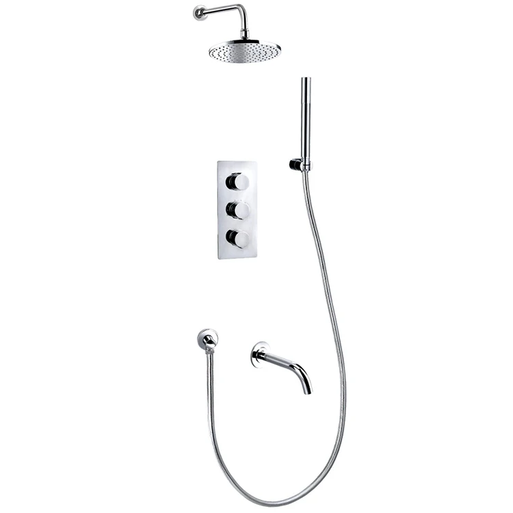 Modern Brass Round Triple Function Concealed Thermostatic Shower System