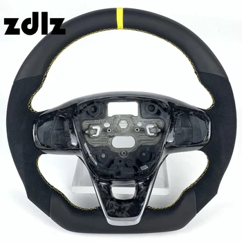 Full Leather Steering Wheel for Ford Focus MK4 ST RS 2019 2020 2021 2022 2023 Forged Carbon fiber Steering Wheel Customizable