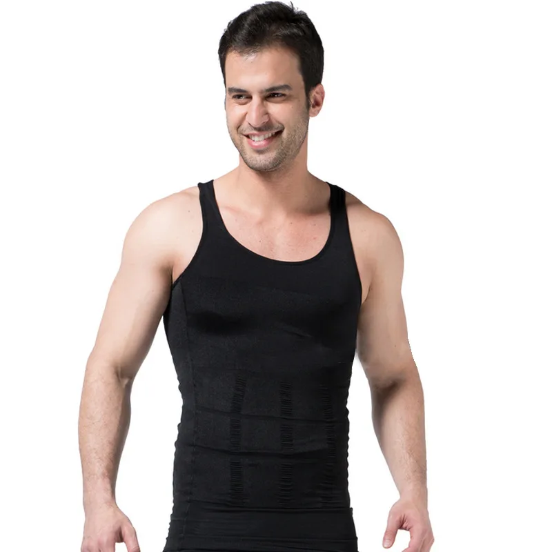 Men Sleeveless Slimming Vest Tummy Control Tank Top Gym Workout ...