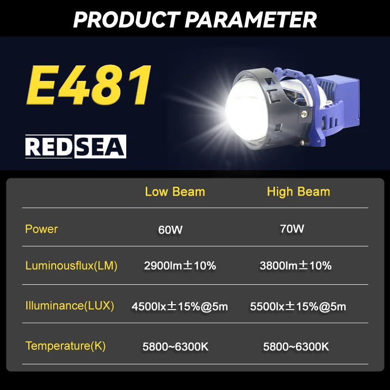 Redsea Custom 12v Bi Led Projector Lens Universal 3.0 Inch 12 Wick ...