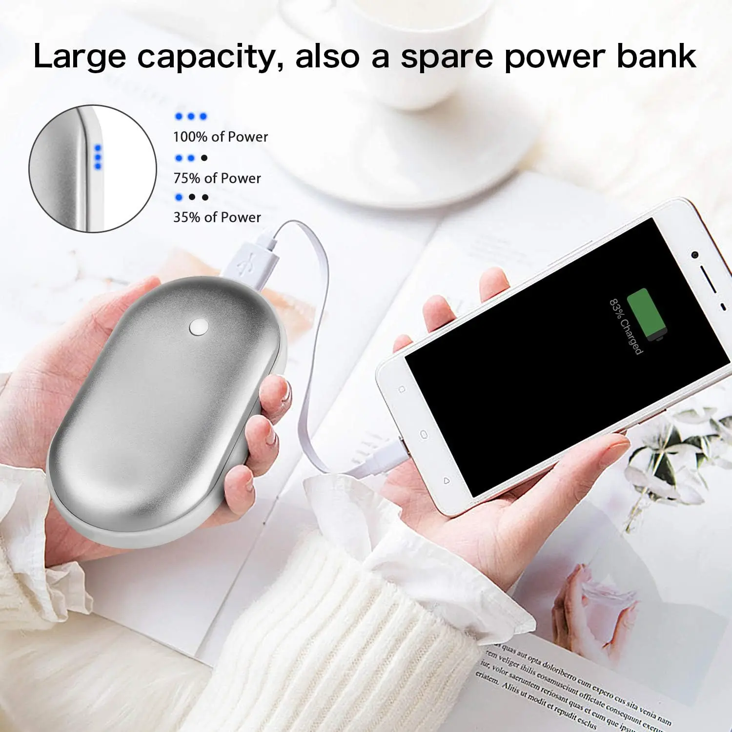 Portable Small Mini 5200mA Reusable Electric Pocket USB Rechargeable Hand Warmers With Power Bank
