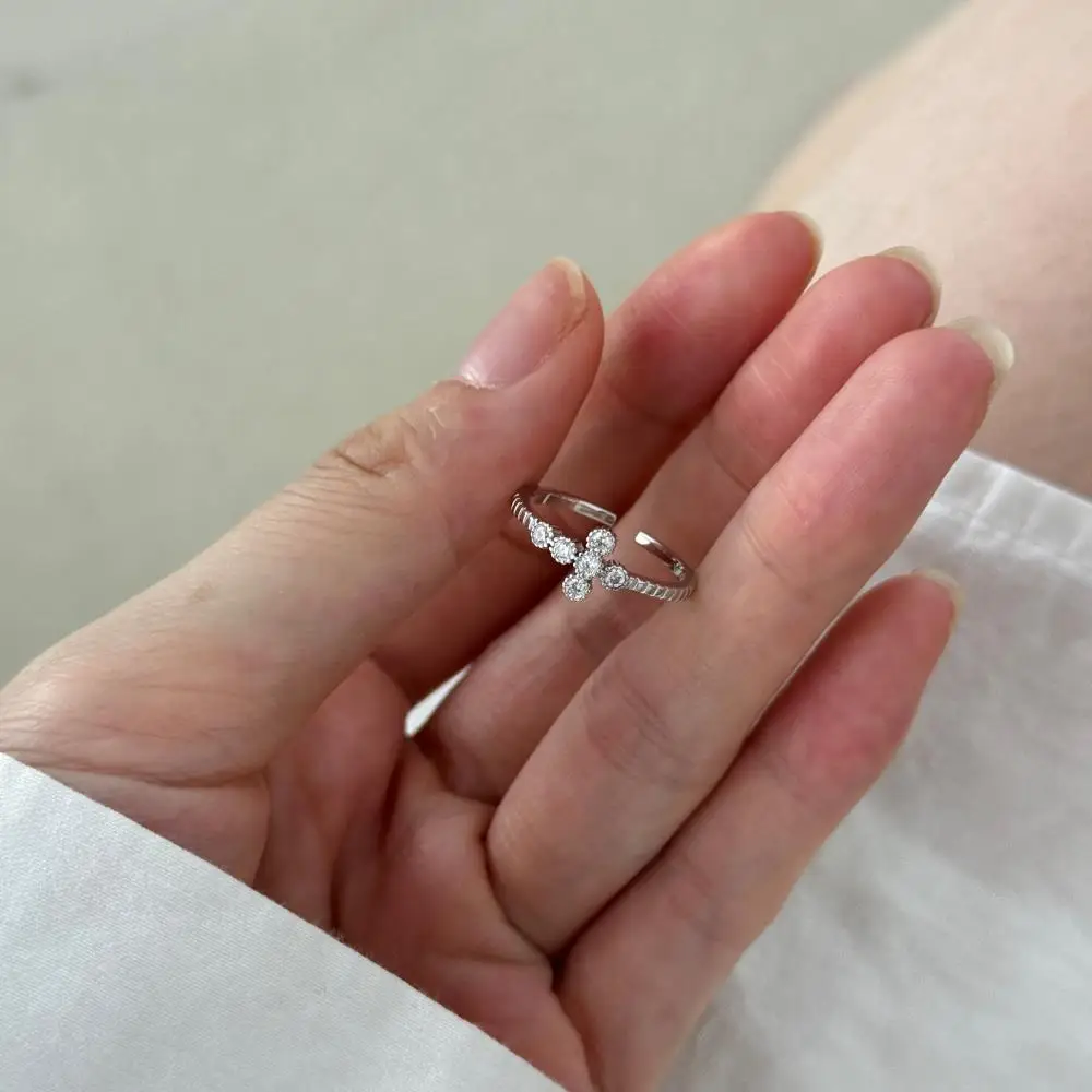 KAKODIY Promise Ring Jewelry for Women Wedding Open Adjustable 925 Sterling Silver Crossroads Flower Ring detail 2