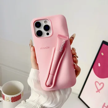 Stylish Design Door Lip Gloss Phone case for iphone 16 15 Pro Max 14 13 12 11 Rhode 3d Silicone Lipstick Rhode Protective case
