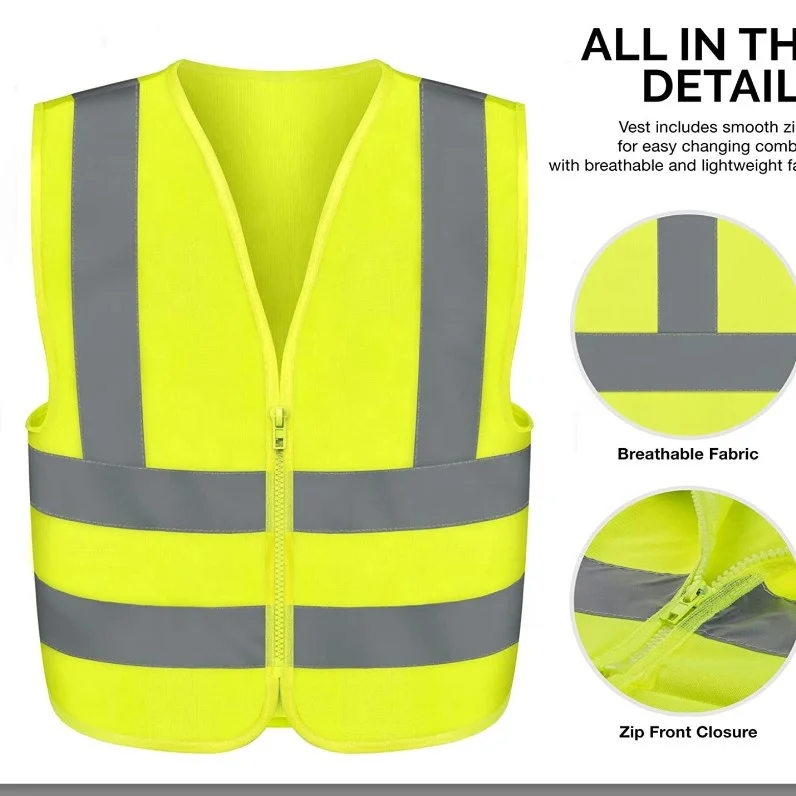 Visibility Security Safety Vest Reflective Strips Work Wear Uniforms Clothing