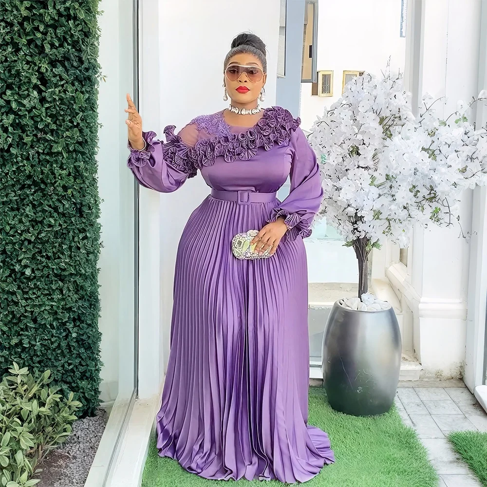 Cross-Border European American Fashion Elegant Long Sleeve Satin Dress  African Foreign Trade AliExpress Plus Size Women's| Alibaba.com