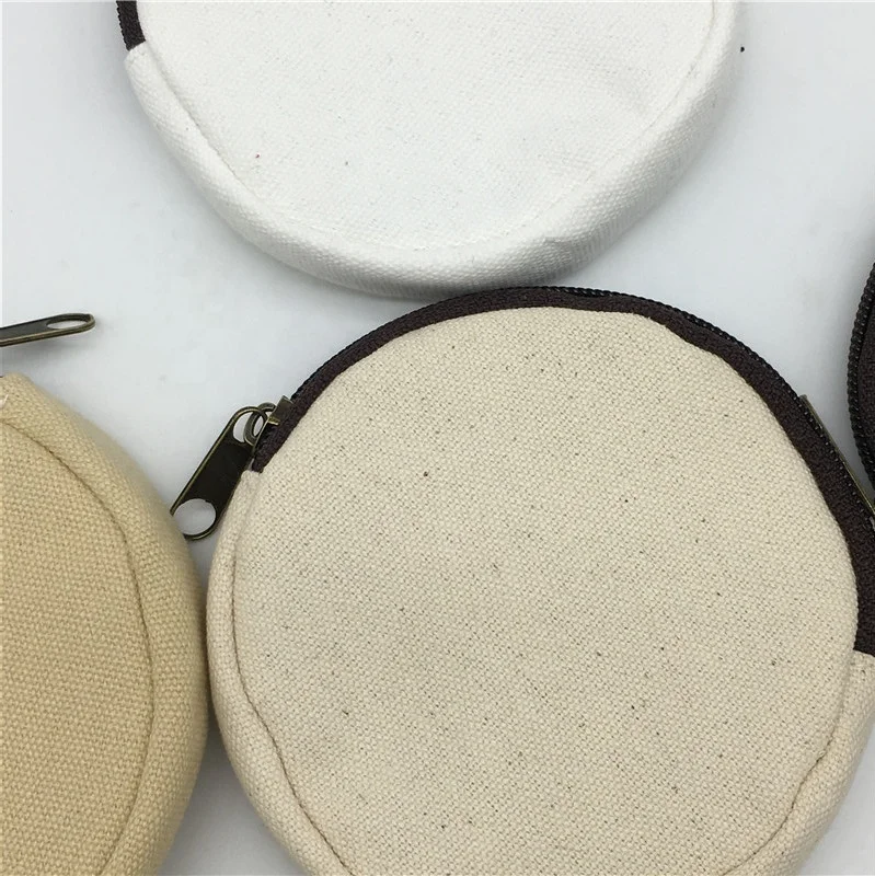 Canvas Round Circle DIY Personalized Change Coin Purse Wallet