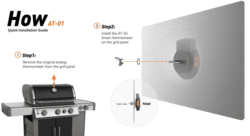 Outdoor Smart Bluetooth Wireless Digital Meat Grill Thermometer Waterproof  Hyperbbq at-01 - China Hyperbbq at-01, Wireless Outdoor Thermometer  Waterproof