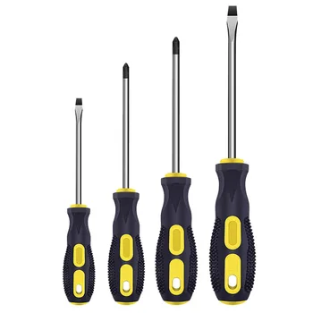 Wholesale Strong Magnetic Phillips Screwdriver Plastic Massage Flathead Rubber Coated Household Manual Screwdriver Comfortable