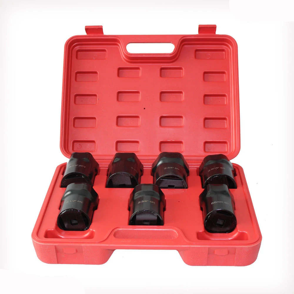 7pcs 55mm 6 Point Wheel Bearing Axle Lock Nut Socket Wrench Tool Set
