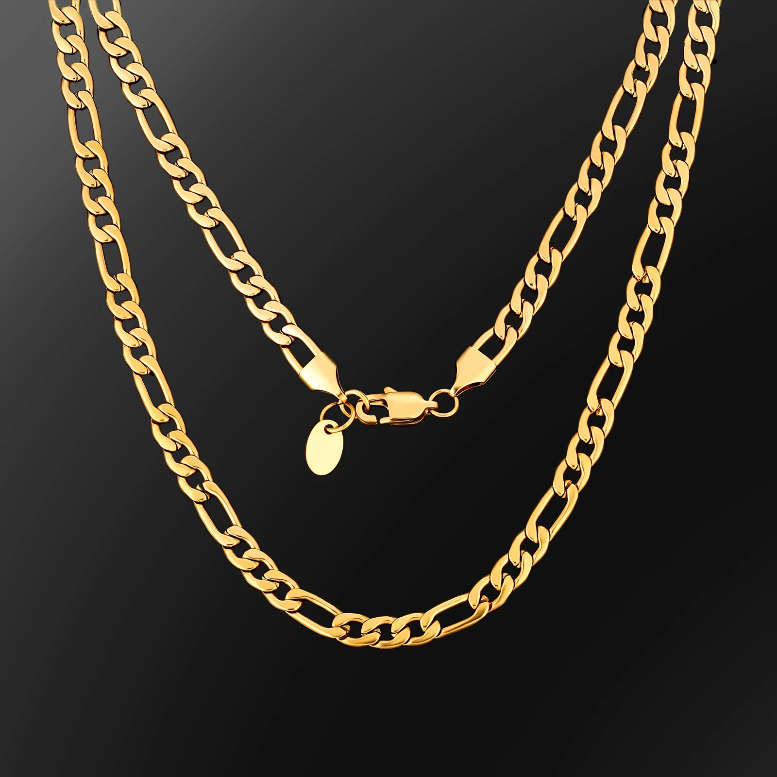 Shop Our 18K Gold Plated Figaro Chain Necklace for Men Women