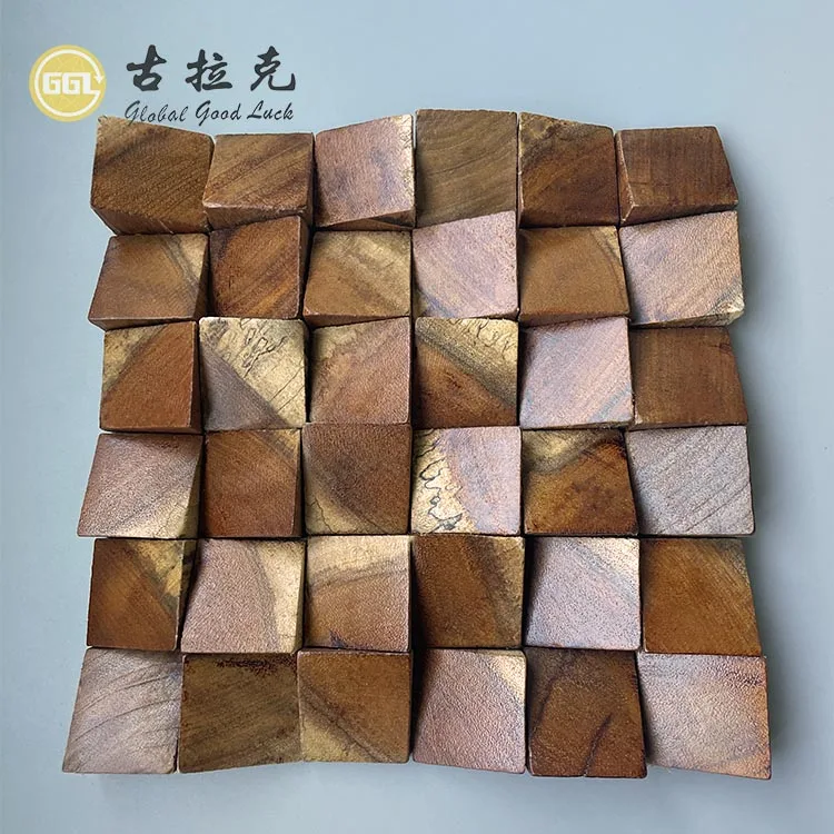 3D Square Nature Wood Wall Mosaic Decor Background Wall Mosaic factory