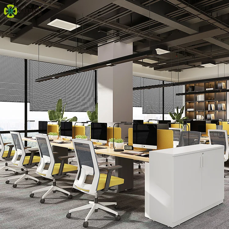 1400mm Offical Modern Working Table 6 Person Office Workstation Desk Metal Iron Office Furniture Set Cheap 10 Years