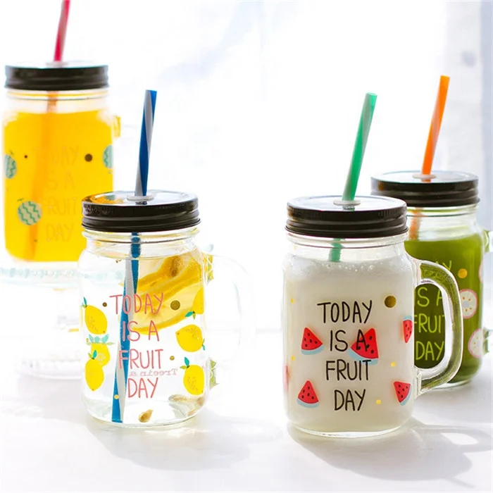 In Stock Wholesale Customized Fruit Coffee Drinking Handle Cup 16Oz Glass  Mason Jars Straw Lid And With Handles - Buy In Stock Wholesale Customized  Fruit Coffee Drinking Handle Cup 16Oz Glass Mason