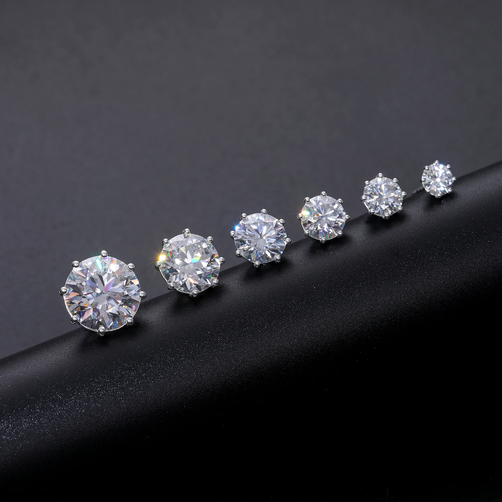 Pass Diamond Tester 12ct VVS Moissanite Stud Earrings 8 Prong 925 Sterling Silver Lab Moissanite Big Ear Stud Jewelry Men Women