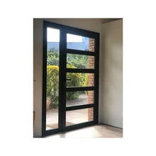Security Doors Aluminum Glass Door Entrance Black Color Front Exterior Modern Entry Pivot Door