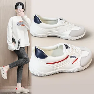 K1510 Ladies Sneakers Soft Bottom Non-slip Casual Shoes with Lace-Up Closure Breathable for Spring and Autumn