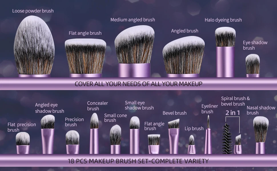 Bsmall Makeup Brush Set High End Vegan Synthetic 18 Piece Cosmetic Makeup Brushes Makeup