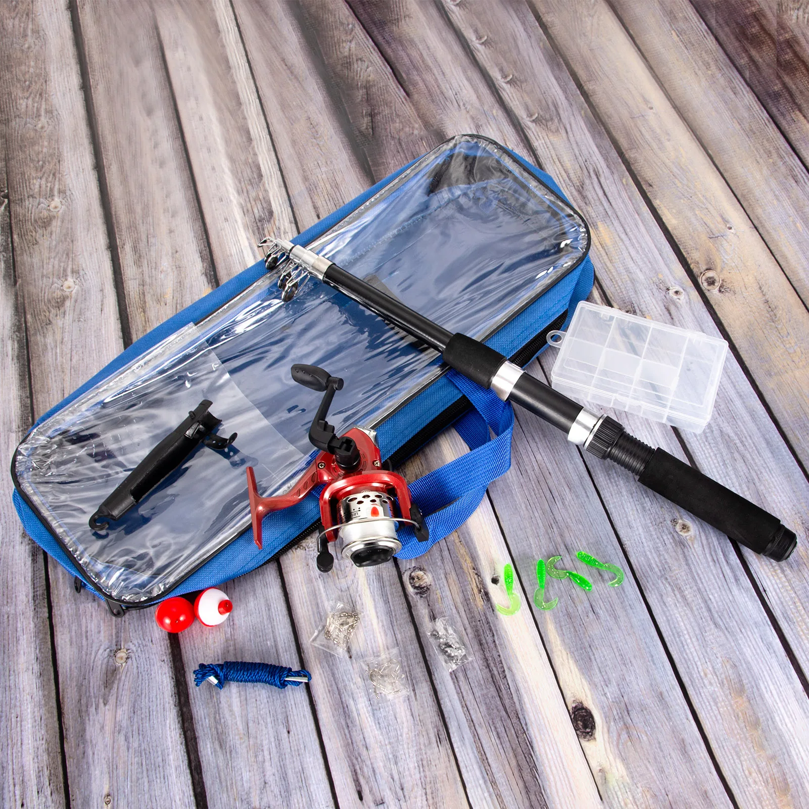collapsable fishing pole and case Combo Set, 2.1m/6.89ft, 2PCS Rods, 2PCS Spinning Reels Line capacity Fishing Rod Case 4.27 ft